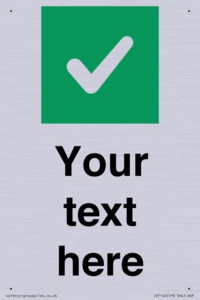 Custom plain background, green square with tick sign